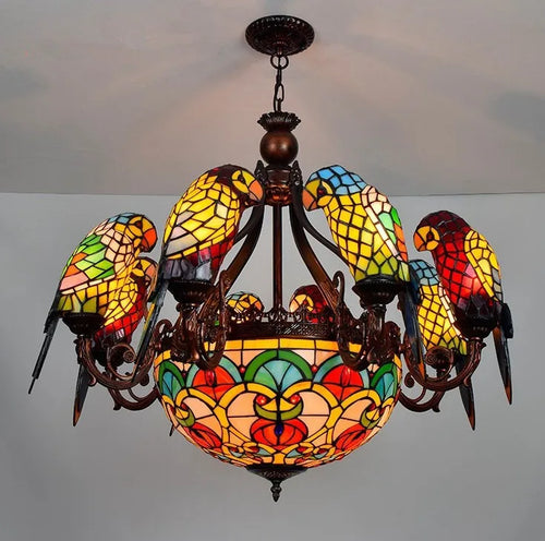 Parrot pendant chandelier creative lamp for bar and club - vue 13 sur 12