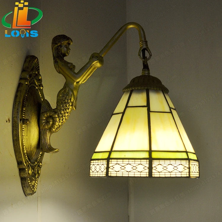 European retro mediterranean tiffany wall light decorative lighting - vue 5 sur 8