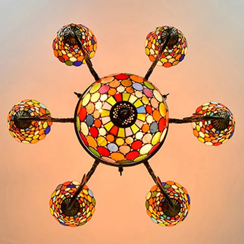 Modern Tiffany glass pendant light for indoor lighting - vue 7 sur 6