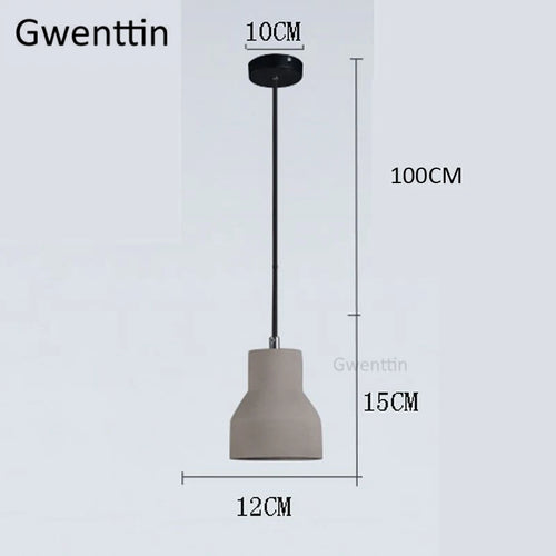 Vintage cement pendant light with Nordic industrial style for interiors - vue 4 sur 7