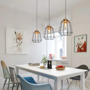 Retro wooden and iron cage pendant light for bar or café