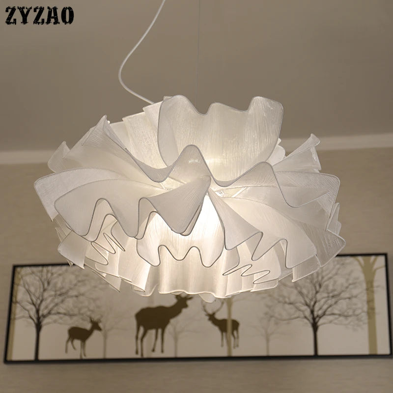 Modern fabric pendant light for romantic nordic lighting - vue 4 sur 12