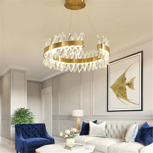 Modern gold crystal chandelier elegant LED design - vue 2 sur 6
