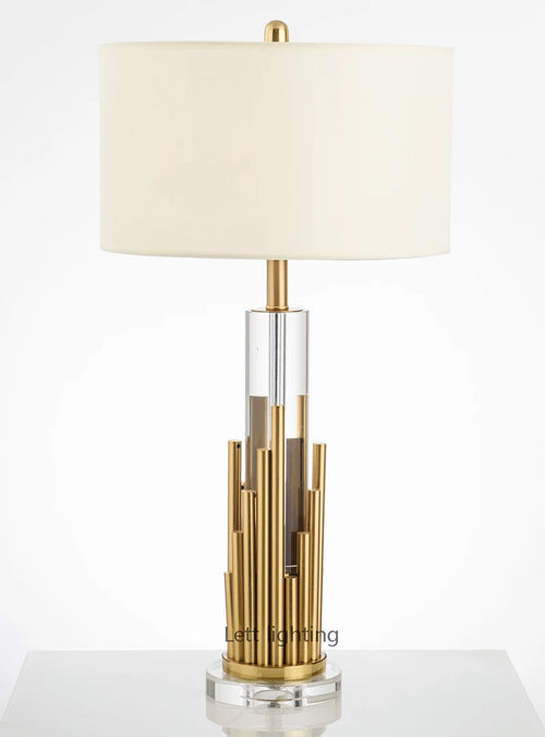 Luxury designer table lamp in marble and metallic fabric, modern style - vue 2 sur 8