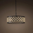 Retro iron and crystal LED pendant light