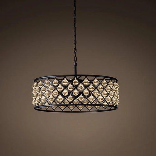 Retro iron and crystal LED pendant light - vue 4 sur 6