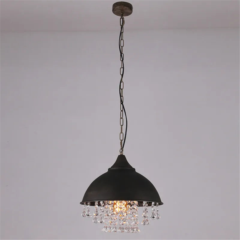 American loft style Vintage K9 crystal pendant light cover luxury lamp for Restaurant pendant lights,E27 Bulb