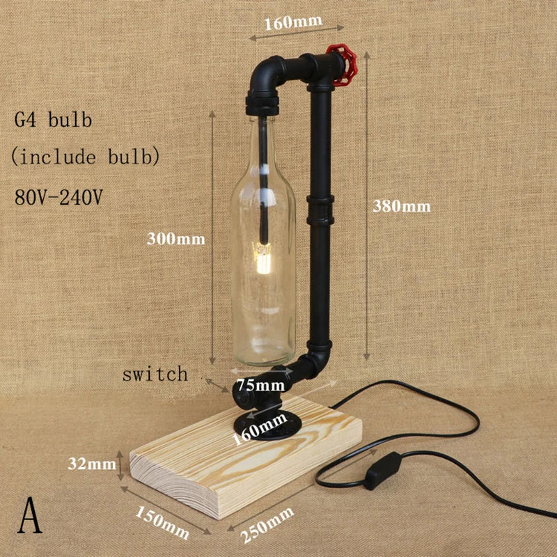 Vintage industrial desk lamp with bottle-shaped shade