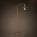 Vintage industrial wrought iron long arm floor lamp