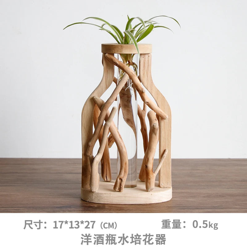 handmade solid wood vase for flowers and creative decoration - vue 14 sur 14