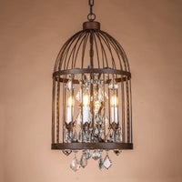 Vintage wrought iron empire style crystal chandelier