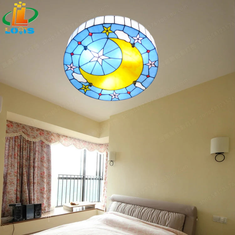 Mediterranean ceiling light moon and stars luminous design - vue 3 sur 6