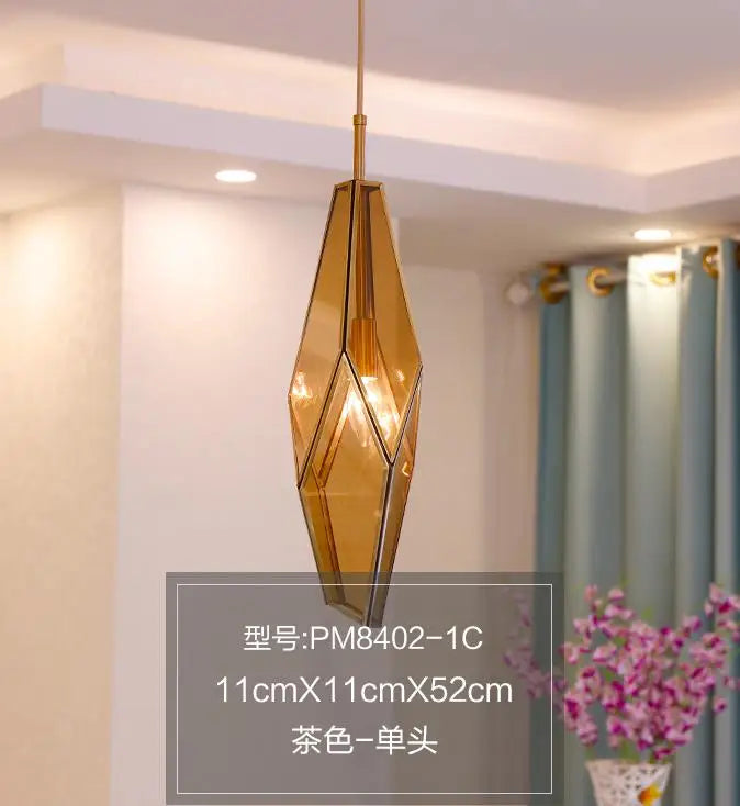 Art deco diamond pendant light for indoor and outdoor lighting - vue 9 sur 15