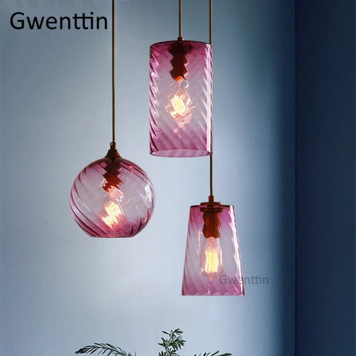 Modern stained glass pendant light for interior decoration - vue 4 sur 22