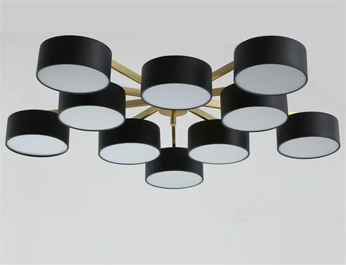 Modern LED ceiling light 5 or 10 heads round acrylic metal design - vue 9 sur 8