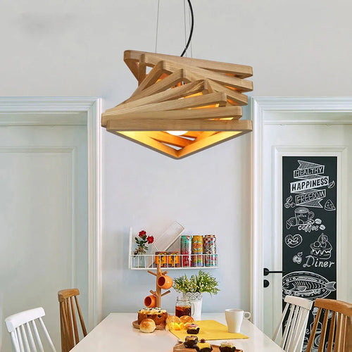 Creative fruit wood pendant light for modern island - vue 2 sur 5