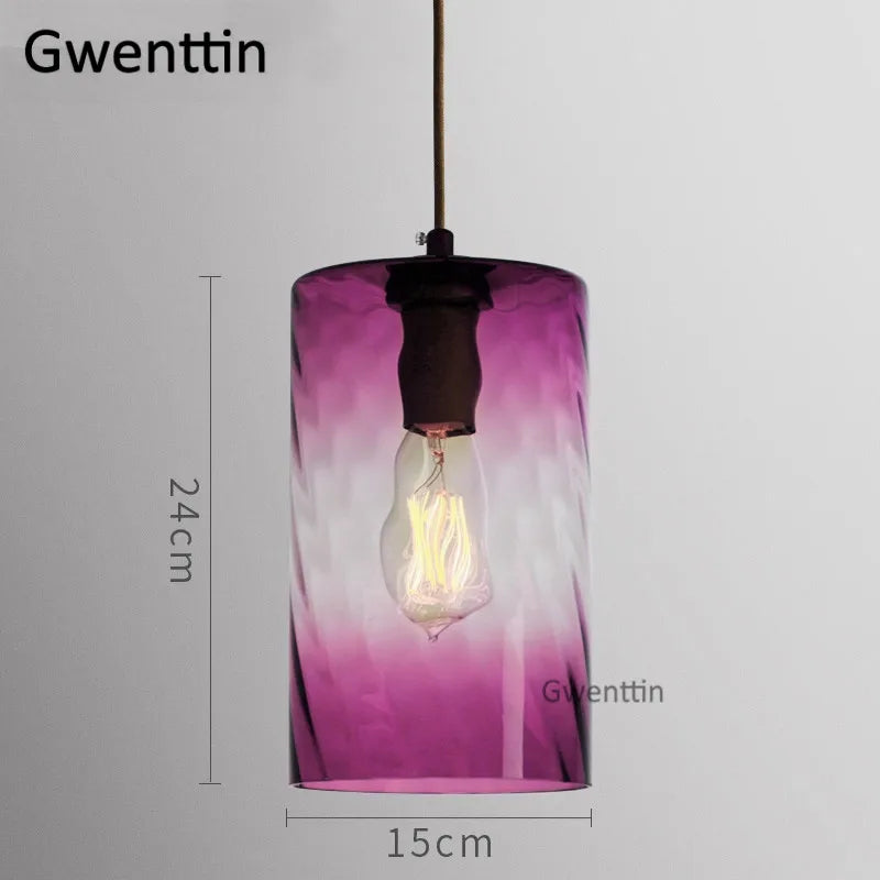 Modern stained glass pendant light for interior decoration - vue 12 sur 22