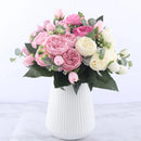 Artificial silk peony flower bouquet for indoor decoration