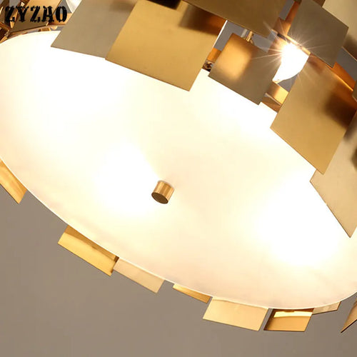 Modern Nordic LED steel chandelier with acrylic shade - vue 9 sur 9
