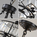 Wrought iron and crystal chandelier in retro industrial style
