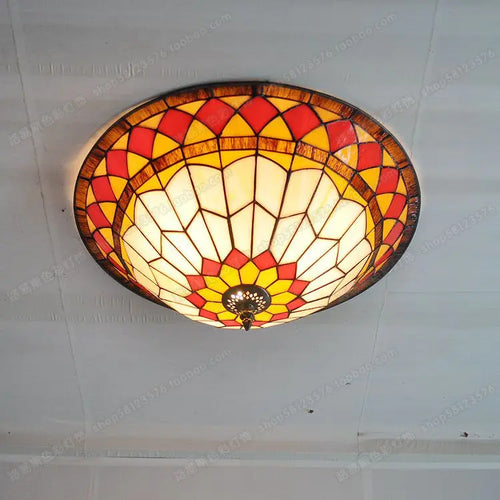Minimalist stained glass ceiling light American style for children - vue 4 sur 6