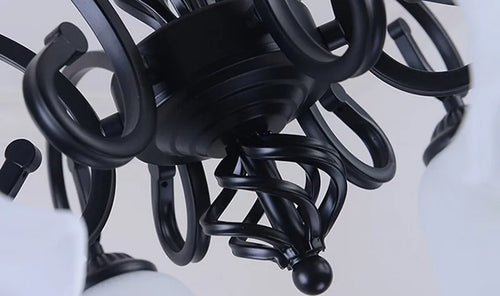 Traditional chandelier with glass and metal shade - vue 6 sur 8