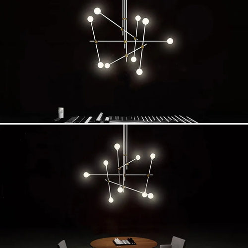 Lightweight metal chandelier with elegant glass spheres - vue 3 sur 6