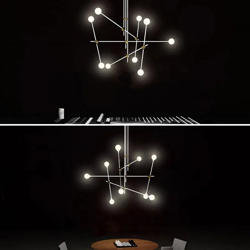 Lightweight metal chandelier with elegant glass spheres - vue 3 sur 6