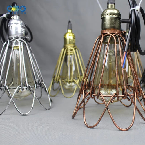 Vintage iron pendant light with lampshade and built-in switch - vue 6 sur 11