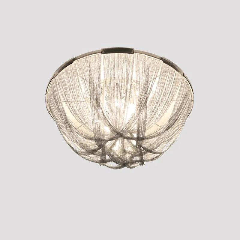Luxury aluminium ceiling light with tassels and LED bulb