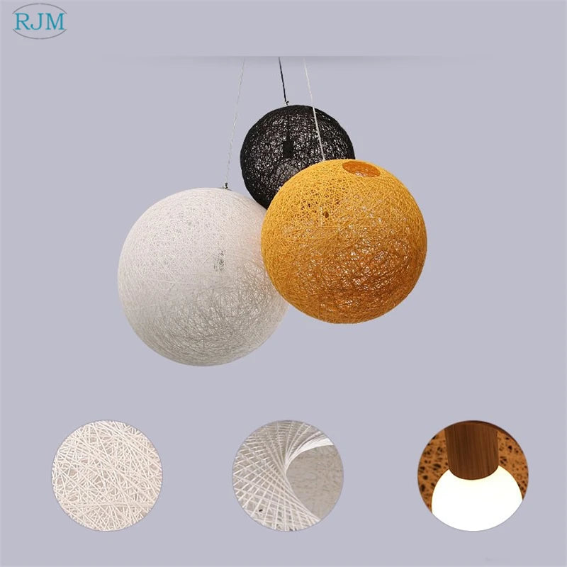 Hemp ball LED pendant light - vue 6 sur 6