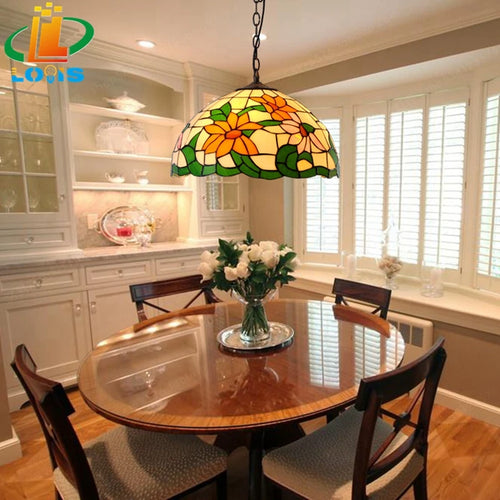 American style sunflower glass chandelier for indoor country lighting - vue 2 sur 5