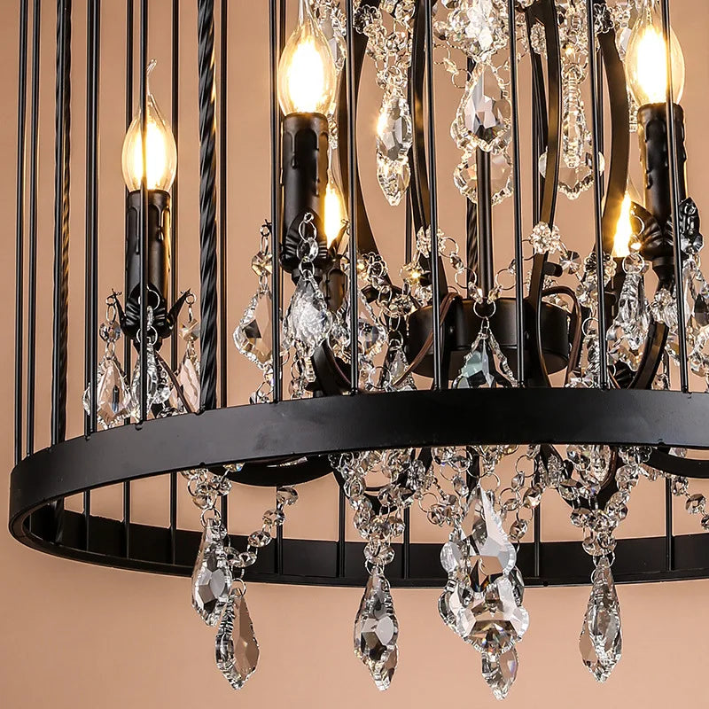 Vintage wrought iron empire style crystal chandelier - vue 3 sur 6