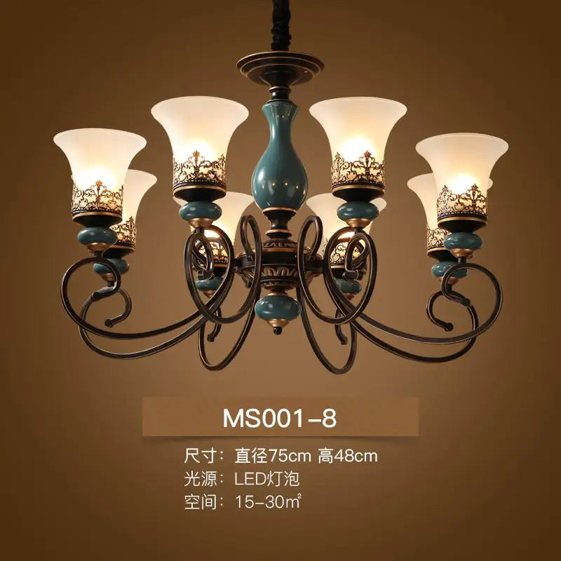 Retro modern luxury ceramic LED chandelier
