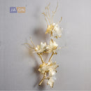 Modern g4 LED copper and glass lamp with maple leaves