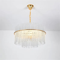 Nordic design crystal chandelier with gold metal and glass rods