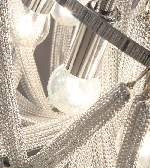 Luxury aluminium ceiling light with tassels and LED bulb - vue 5 sur 6