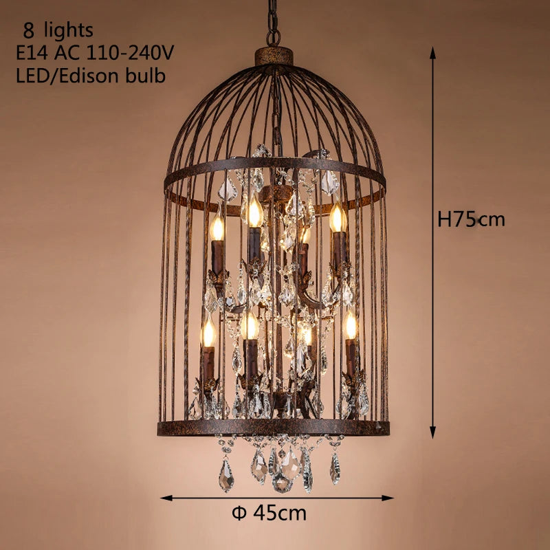 Vintage wrought iron empire style crystal chandelier - vue 5 sur 6