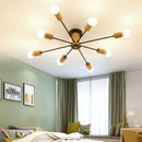 Modern solid wood LED ceiling light with creative Nordic design