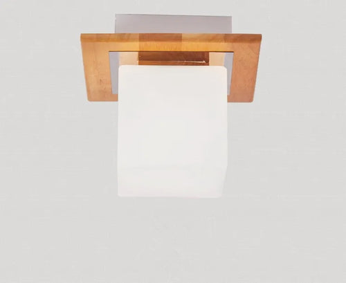 Japanese-style minimalist wood ceiling light for interiors - vue 3 sur 6