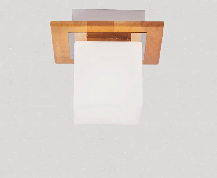 Japanese-style minimalist wood ceiling light for interiors - vue 2 sur 6