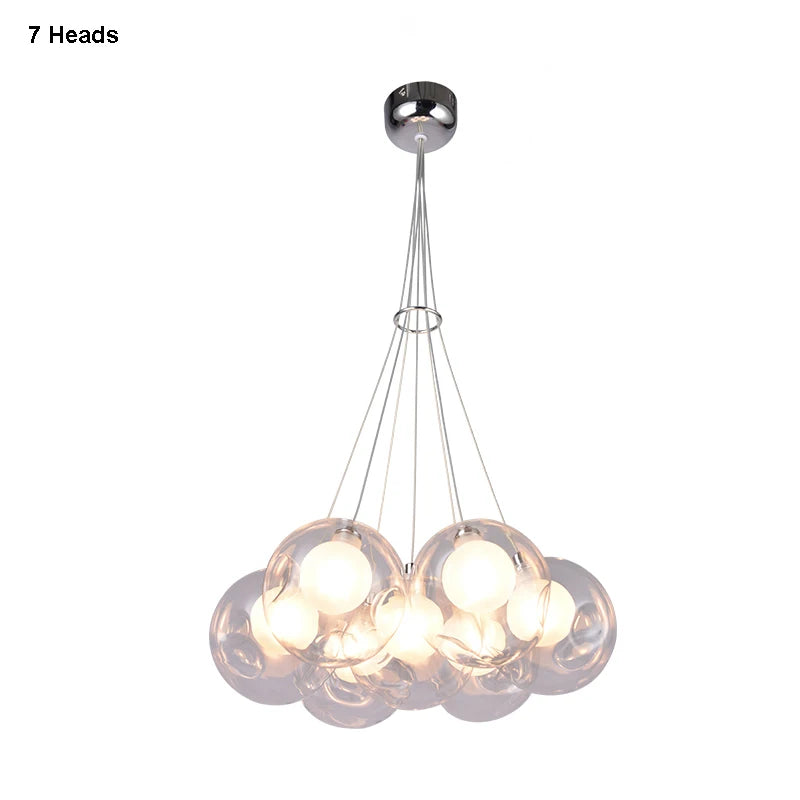 Gzmj modern glass ball pendant light with multiple heads - vue 13 sur 13