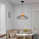 Retro wooden and iron cage pendant light for bar or café