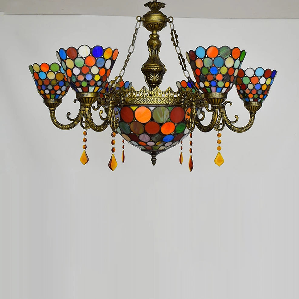 Modern Tiffany glass pendant light for indoor lighting - vue 5 sur 6