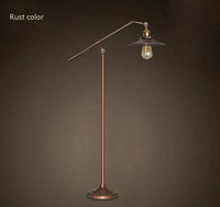 Vintage industrial wrought iron long arm floor lamp