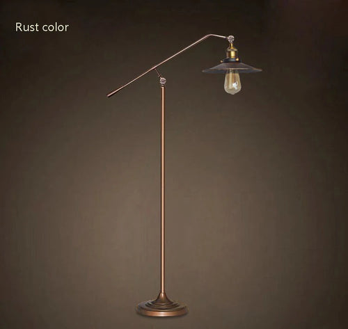 Vintage industrial wrought iron long arm floor lamp