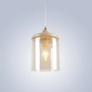 gzmj simple glass and wood pendant light