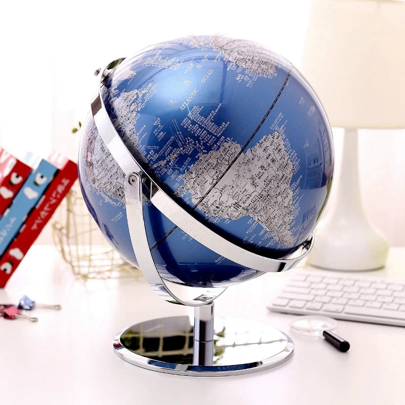 educational globe with stainless steel stand and relief - vue 6 sur 7