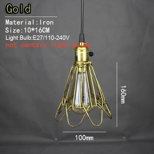 Vintage iron pendant light with lampshade and built-in switch - vue 10 sur 11
