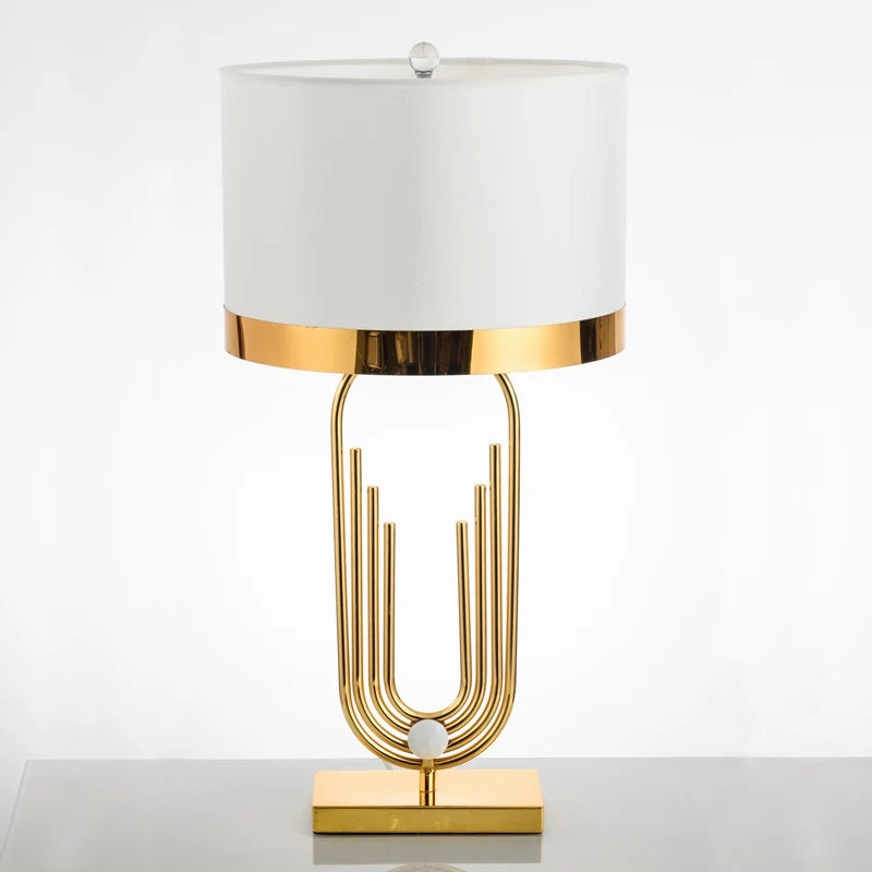 Postmodern brushed titanium table lamp for interior decoration